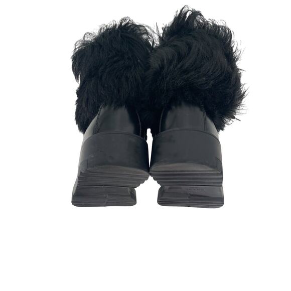 PRADA Shearling Lined Leather Ankle Boots Lace Up Size 38 Goth Combat Motorcycle - Picture 8 of 16